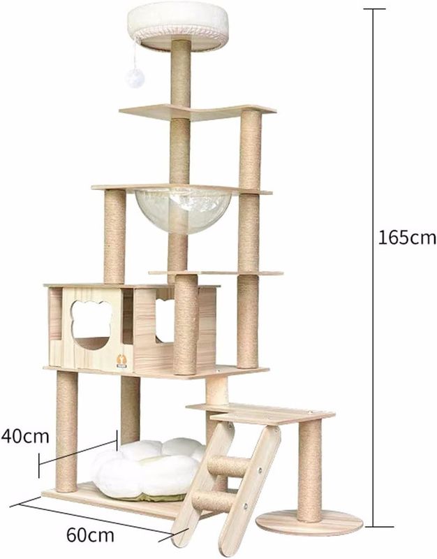 Tour de chat en bois de taille personnalisée avec des composants de gratte-ciel à plusieurs niveaux