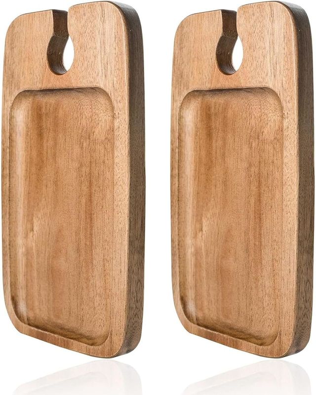 Ensemble de cuisine de 2 plateaux en bois d'acacia avec porte-vin et plateaux de fromage