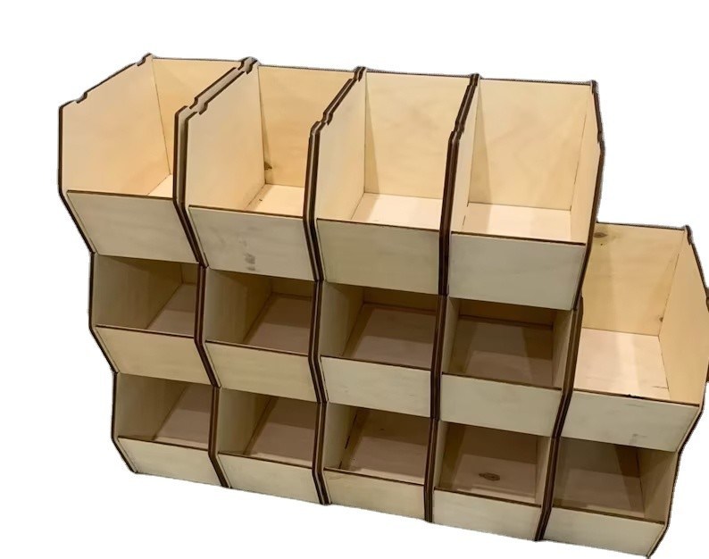Boîtes de rangement en bois avec un design moderne et stockage de fournitures de bureau
