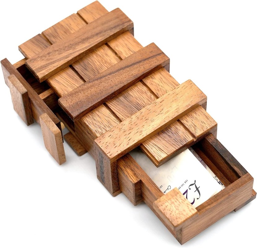 Double Magic Box Brain Teaser Custom Boîte en bois massif avec des compartiments cachés