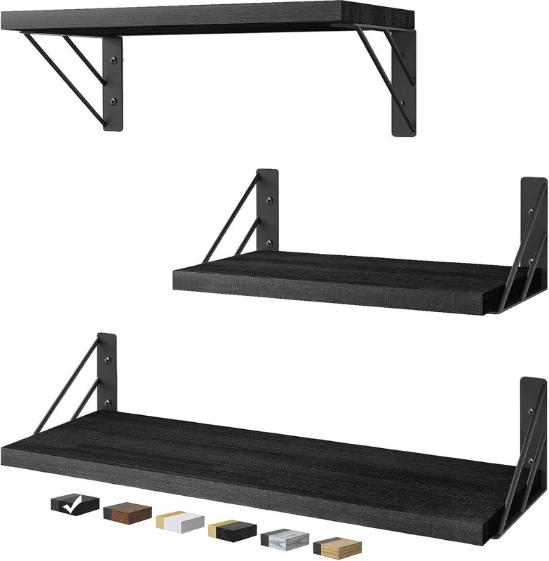 Ensemble de 3 étagères flottantes en bois rustique pour le stockage