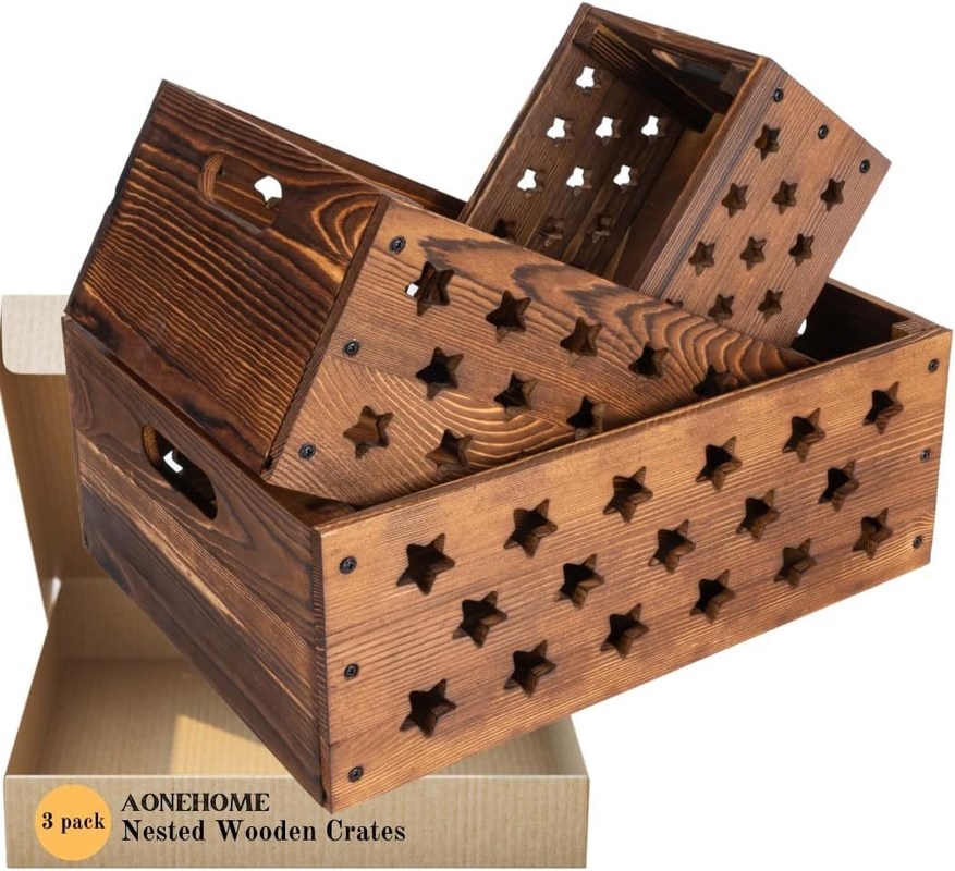 Caisse en bois pour le stockage de livres Logo personnalisé Acceptable Décoratif Nesting Caisses en bois