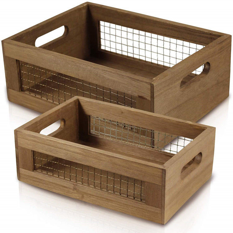 Caisse de chien en bois poli avec plateau pour le stockage des fruits et légumes au style européen