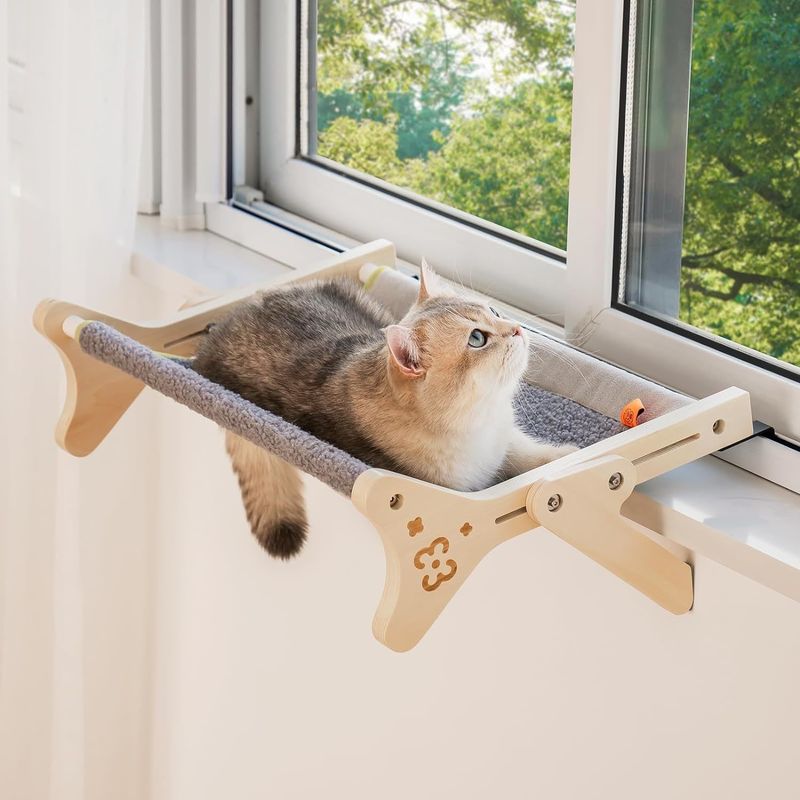 ISO9001 2008 FSCI BSCI certifié en bois Perch de fenêtre de chat tient jusqu'à 40 lb 2 en 1