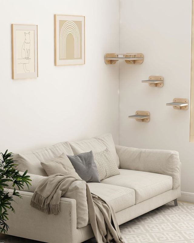 Accueil Meubles Taille personnalisée Monté sur le mur Meubles pour chats coin Escalier étagère Perches avec 3 marches larges
