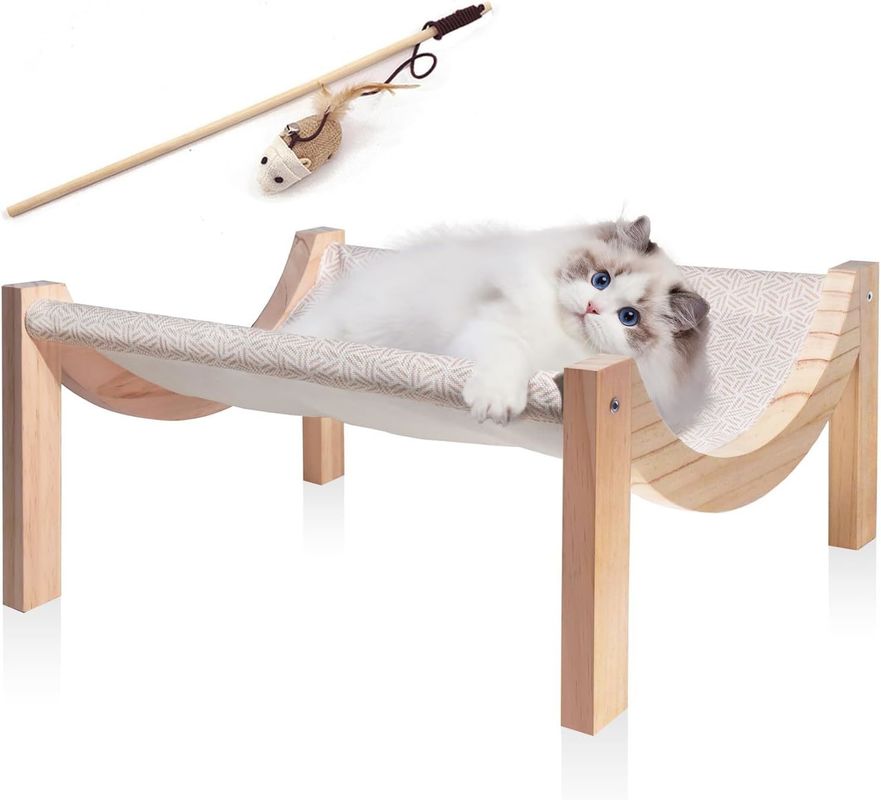 Hammock en bois surélevé pour animaux de compagnie à l'intérieur et à l'extérieur