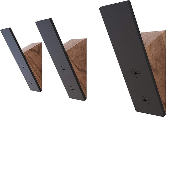 Meubles de salle de séjour Grandes quantités Avantages Noir Noyer en bois Noir Crochets à chapeau en métal