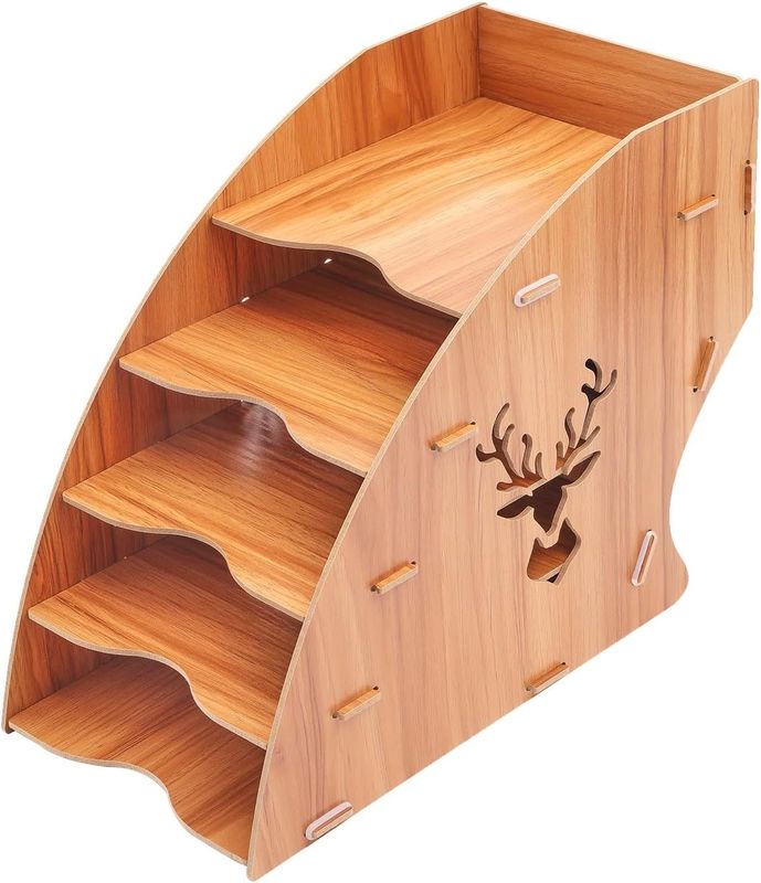 Tableau en bois pour le stockage du papier, rangement de fichiers, plateau à 5 couches, plateau pour le papier en bois massif, facture