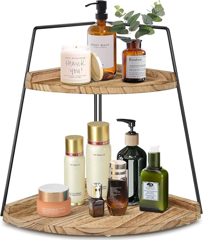 Tableau de rangement de salle de bain en bois