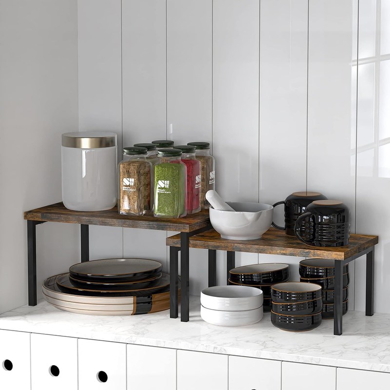 Disponible OEM ODM Ensemble de 2 comptoirs évolutifs en marron rustique pour économiser de l'espace