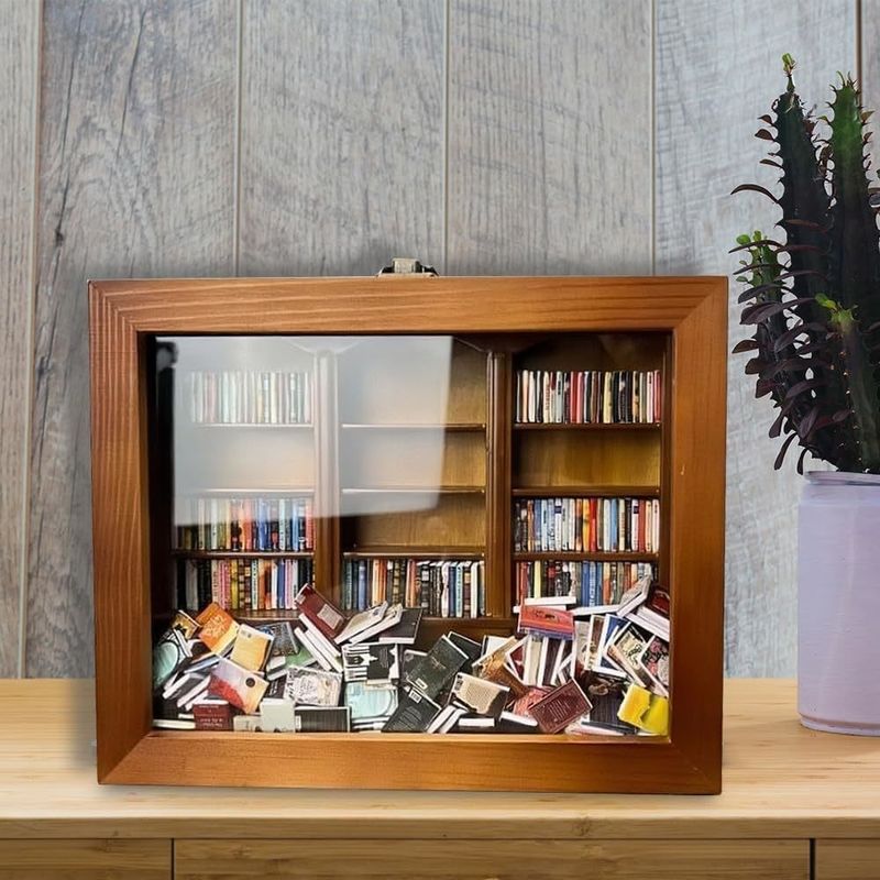 Mini boîte à allumettes de livre en bois Armoire de bibliothèque Conception contemporaine pour la décoration intérieure