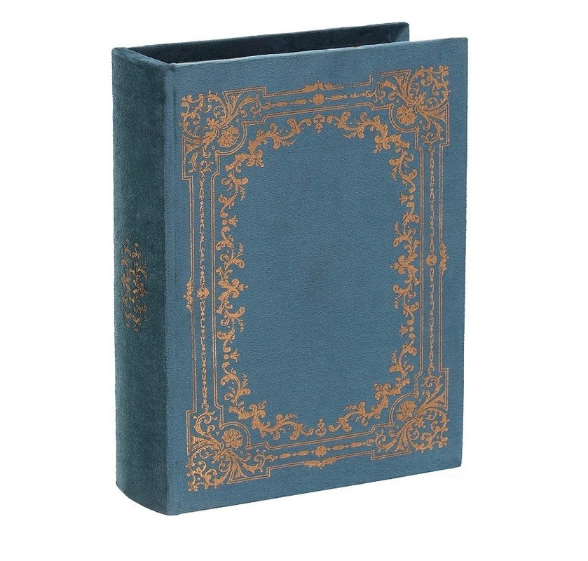 Boîte de rangement de bijoux en bois en forme de livre décoratif fait à la main avec sérigraphie/brûlé