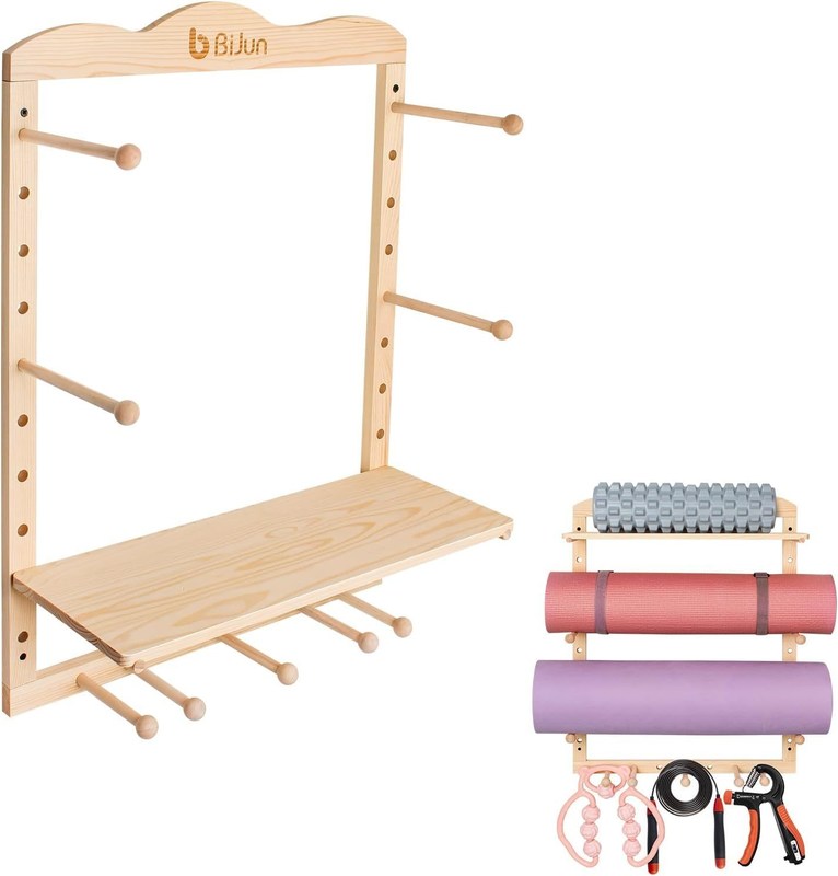 Plateau de rangement de cuisine, support de tapis de yoga, support murale pour l'organisation de gymnase sur mesure
