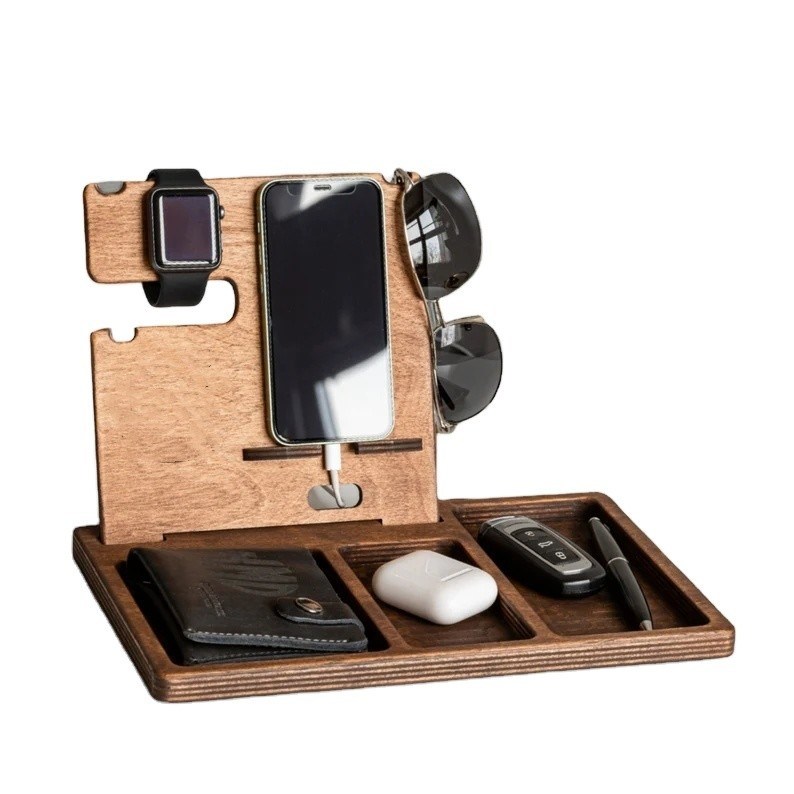 Commande personnalisée Accepté Pine Bois Couleur téléphone portable Stand Montre Portefeuille Porte-clés