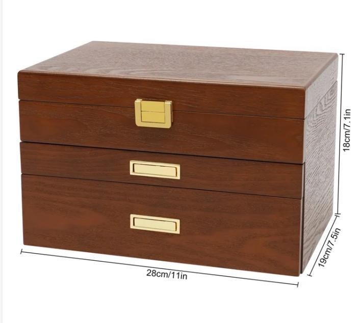 3 niveaux Fermeture à la main en cristal Jeux d'organisation de boîtier pour boucles d'oreilles Anneaux Collier Horloge