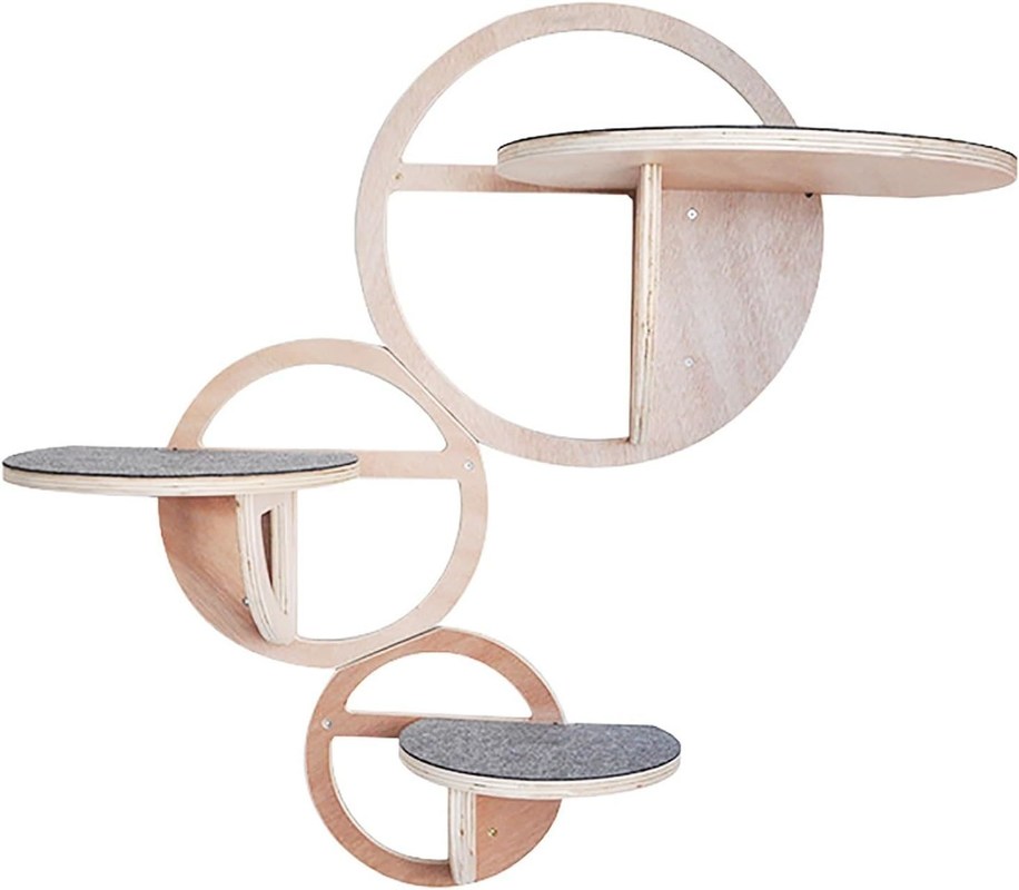 Étagères pour chats en bois montées sur le mur Ensemble de 3 maisons de chats durables pour chats en contreplaqué de pin