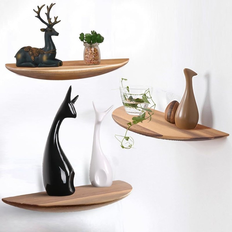Package cadeau Ensemble de 3 étagères flottantes en bois d'acacia pour le salon chambre à coucher maison de ferme
