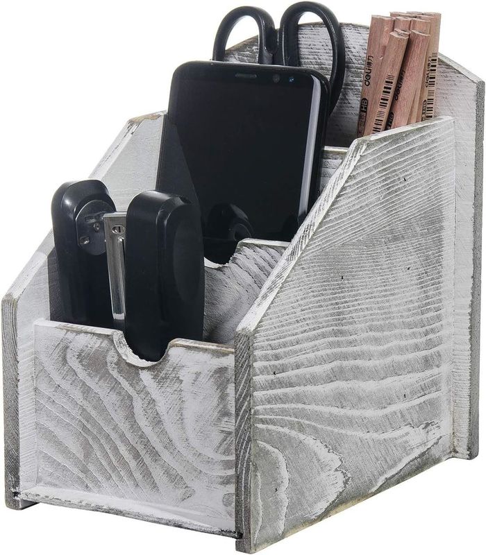 Étagère de stockage de fournitures de bureau Cadre de télécommande en bois Organisateur de médias de style rustique