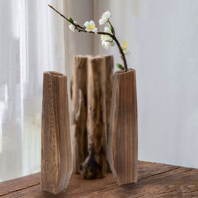 Décoration intérieure Vase en bois avec conception artisanale et porte-verre de couleur pure