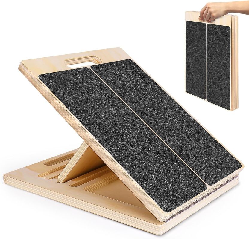 Planche inclinée portable en bois contemporain pour étirer les mollets