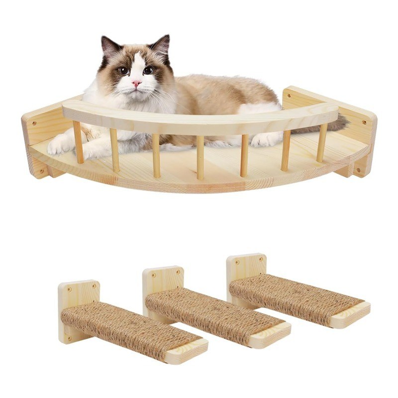 Couleur tache Monté sur le mur Étagères et perchoirs pour chats Design en bois durable Monté sur le mur