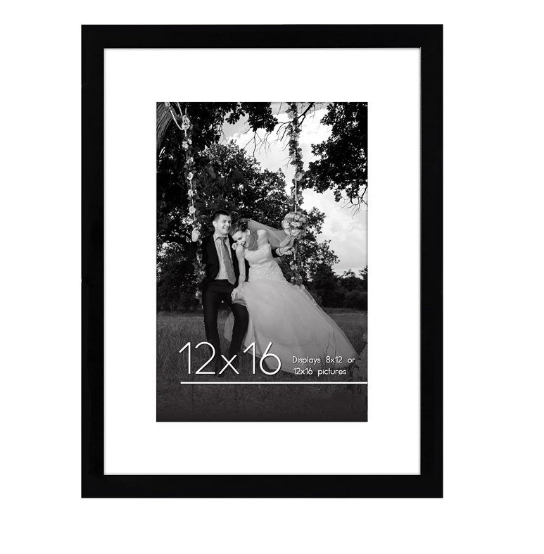 Logo personnalisé en bois Taille 12X16 8X12 Cadre d'image avec tapis et verre résistant aux brises