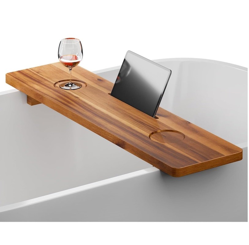 Plateau de caddy de baignoire durable anti-dérapage Plateau de grand baignoire pour accessoires en bois