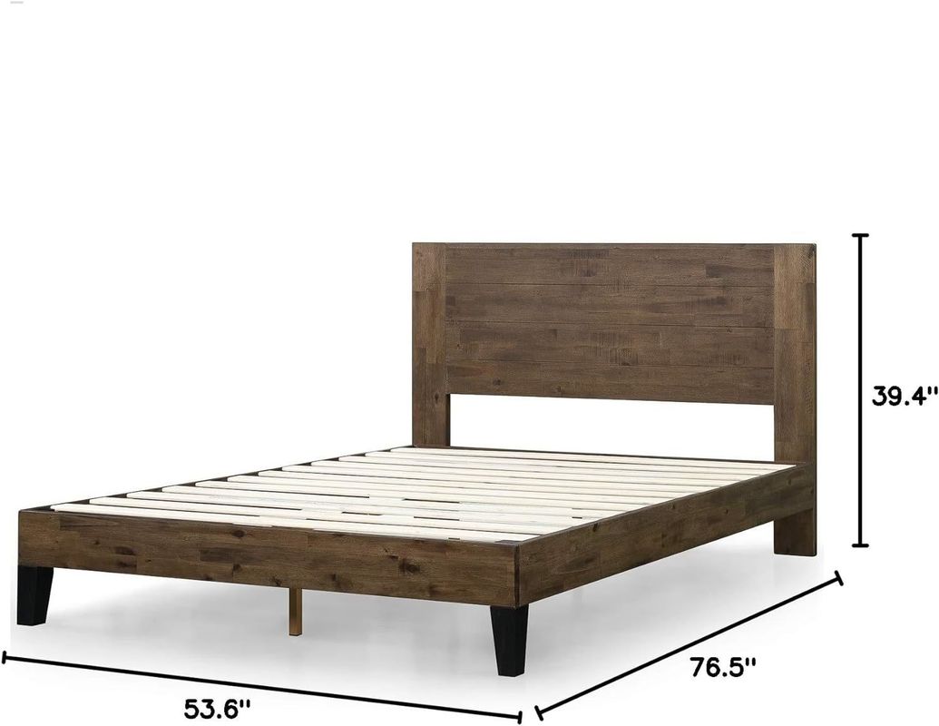 Cadre de lit en bois de pin de grande quantité avec tête de lit et support en ardoise en bois