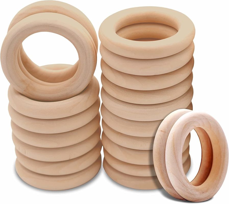 Espace intérieur et extérieur 50 mm Anneaux en bois lisse Cercles en bois inachevés