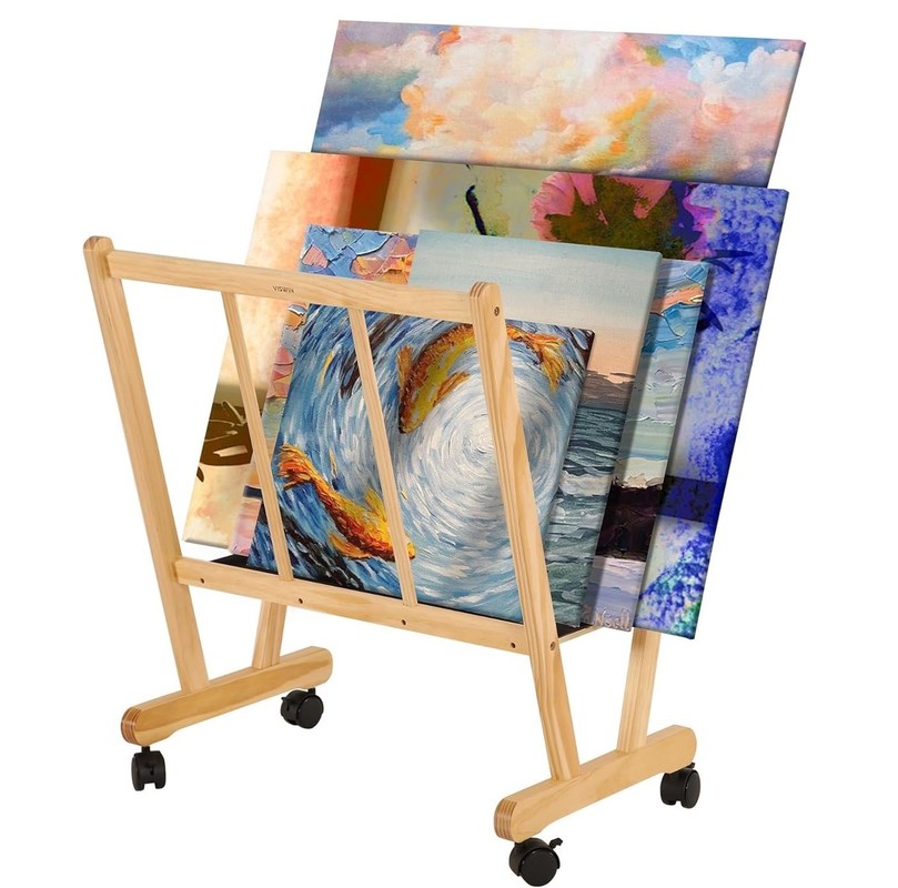 202406 Grand support d'impression en bois avec rouleaux à rouleaux Logo personnalisé Affichage et stockage de salle de bain