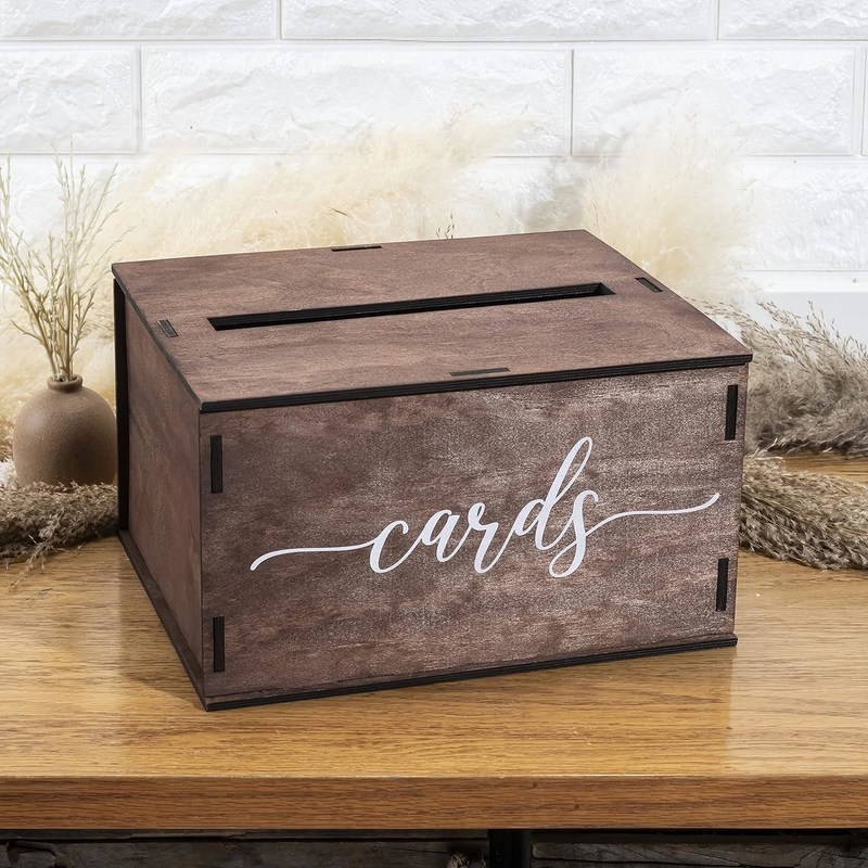 6.2 * 6.2 * 4.48 pouces Fête de mariage cadeau Cartes de conseils en bois Boîte cadeau industriel