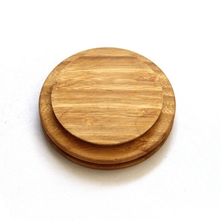 Couvercle en bois de bambou de forme ronde personnalisé pour porte-bougies en verre