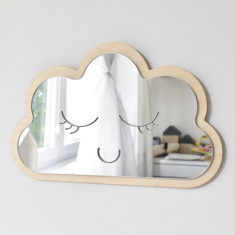 Hôtel maison salle de bains décoration chambre d'enfant miroir nuage en bois échantillon gratuit