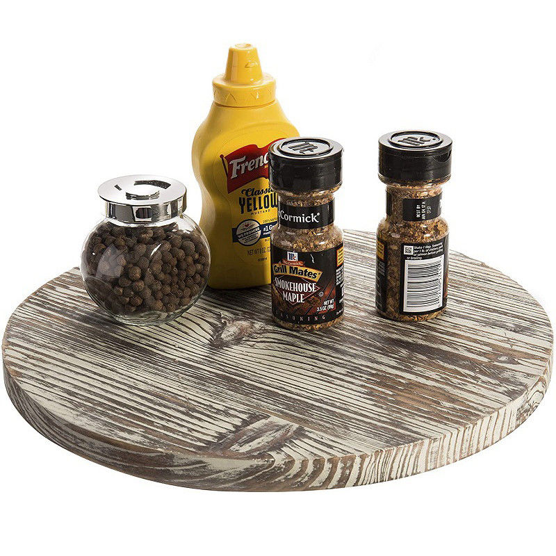 Tourne-disque en bois paresseux Susan pour la cuisine dernier style de conception de ferme Imprimé et brûlé