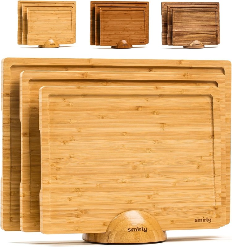 Ensemble de 3 planches à couper en bois de bambou avec support Améliorez votre expérience de cuisine