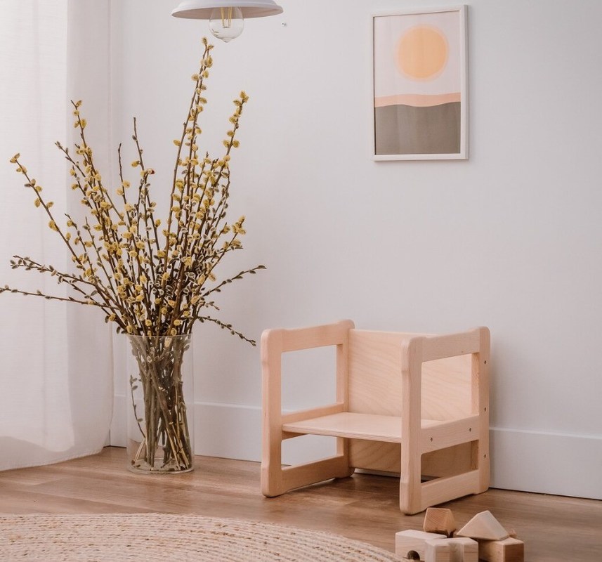 Logo personnalisé fonction d'économie d'espace 202406 Chaise multifonctionnelle en bois Montessori