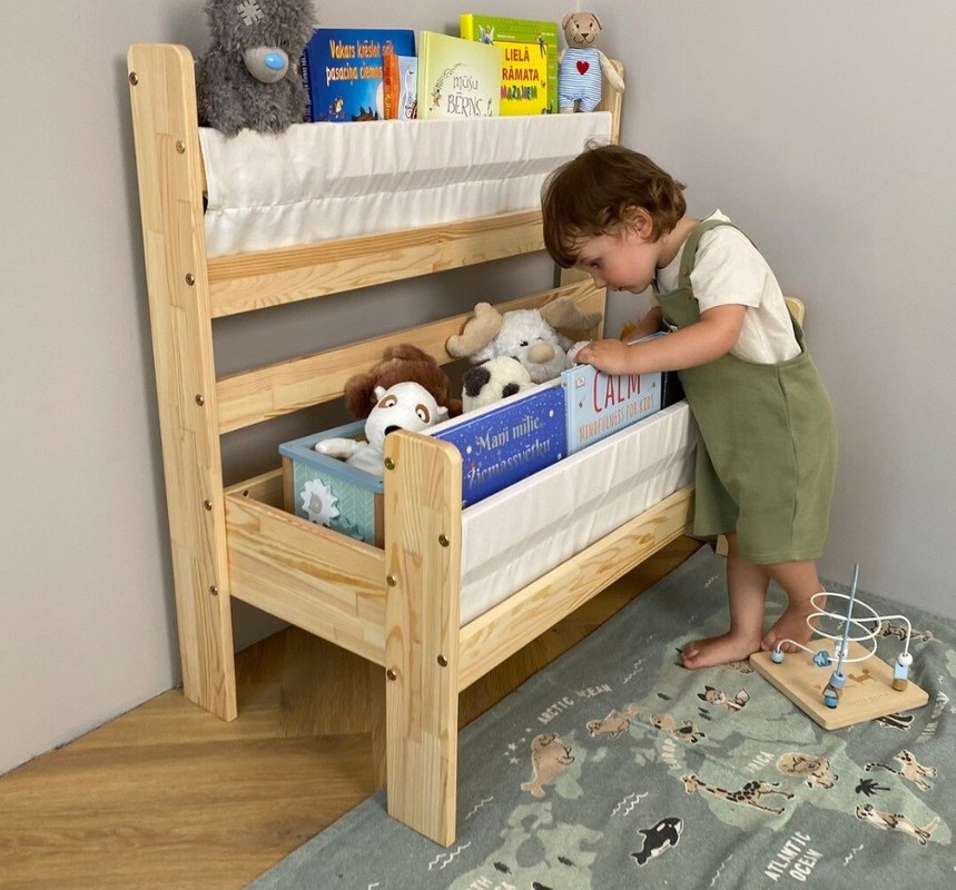 Étagère en bois Montessori Fonction de rangement caché et d'économie d'espace pour les tout-petits