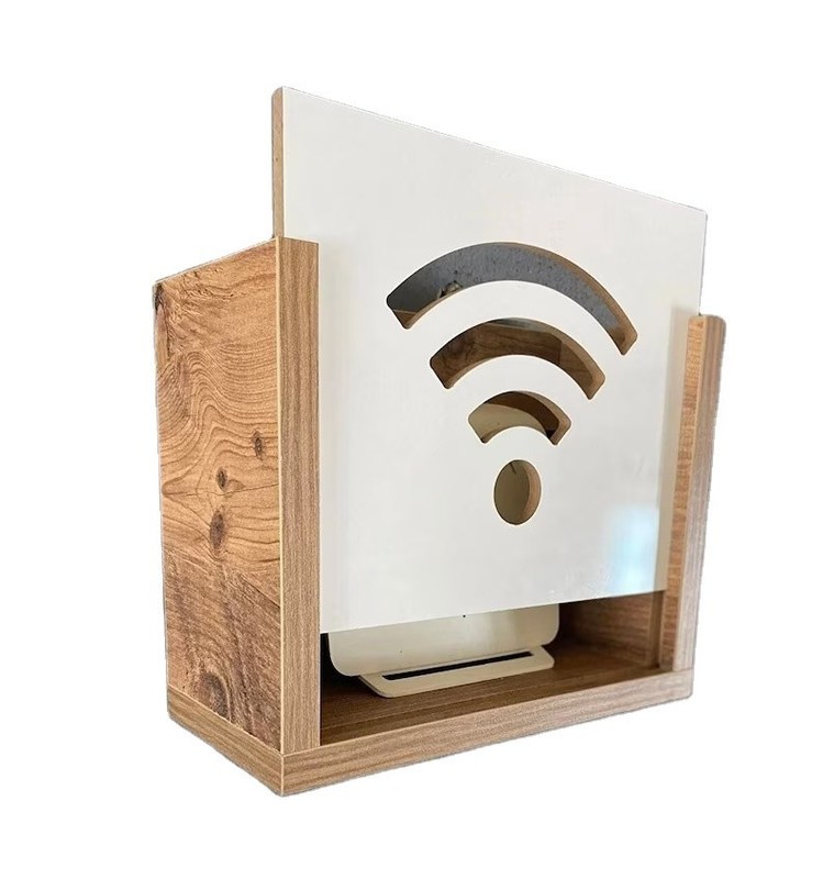 Routeur mural brûlé cacher le modem Internet stockage avec boîte Wifi en bois décoratif