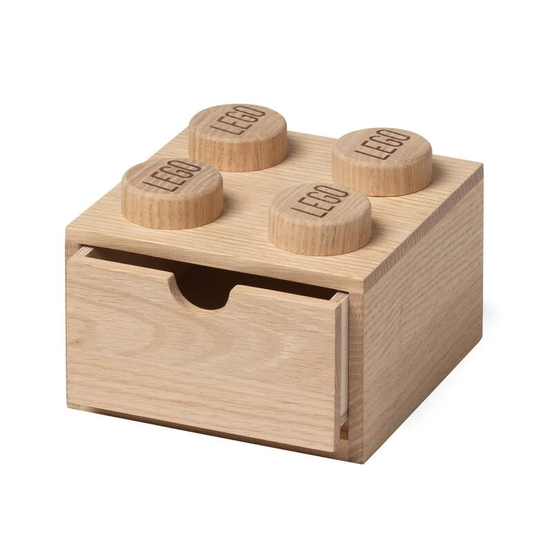 Commande personnalisée acceptée Lego tiroir de bureau en bois 4 Boîte en chêne savonnée pour bijoux pour enfants