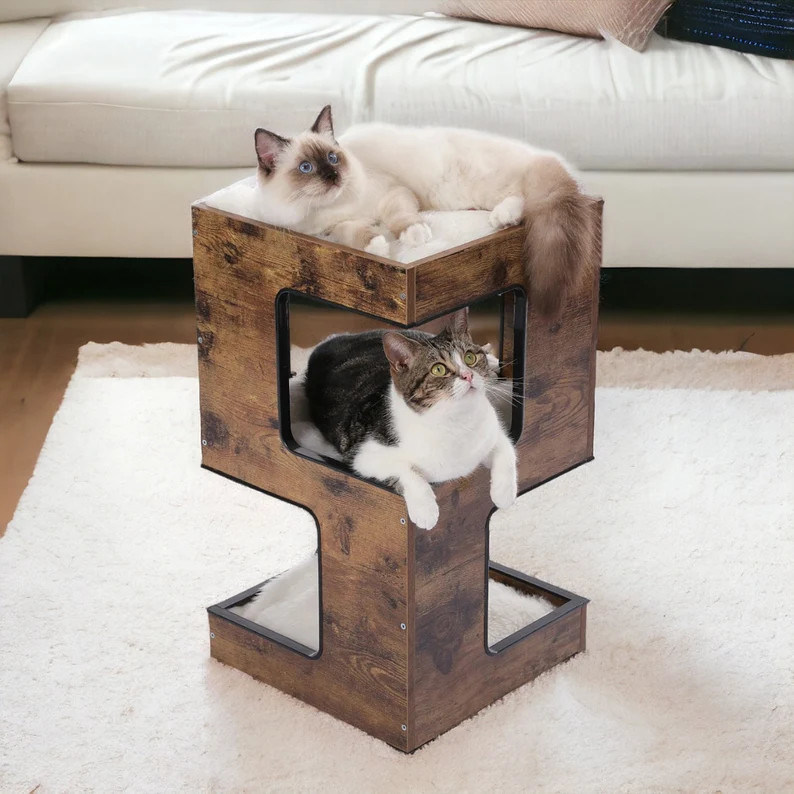 Forme personnalisée chat grimpeur grattoir arbre jouet cadeaux en bois moderne pour la maison de chat