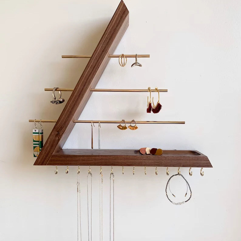 Logo personnalisé Acceptable inachevé bois de bouleau Couleur suspendue Noix Organisation de bijoux