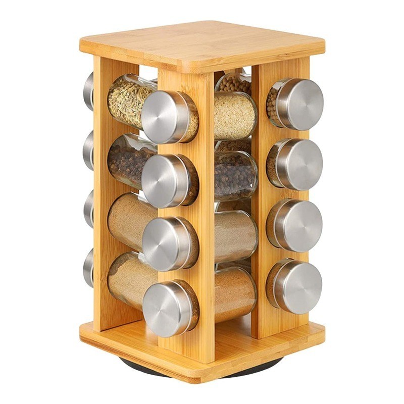 4 niveaux d'acier inoxydable étagère de cuisine rotative organisateur de stockage en bas pour le rack d'épices