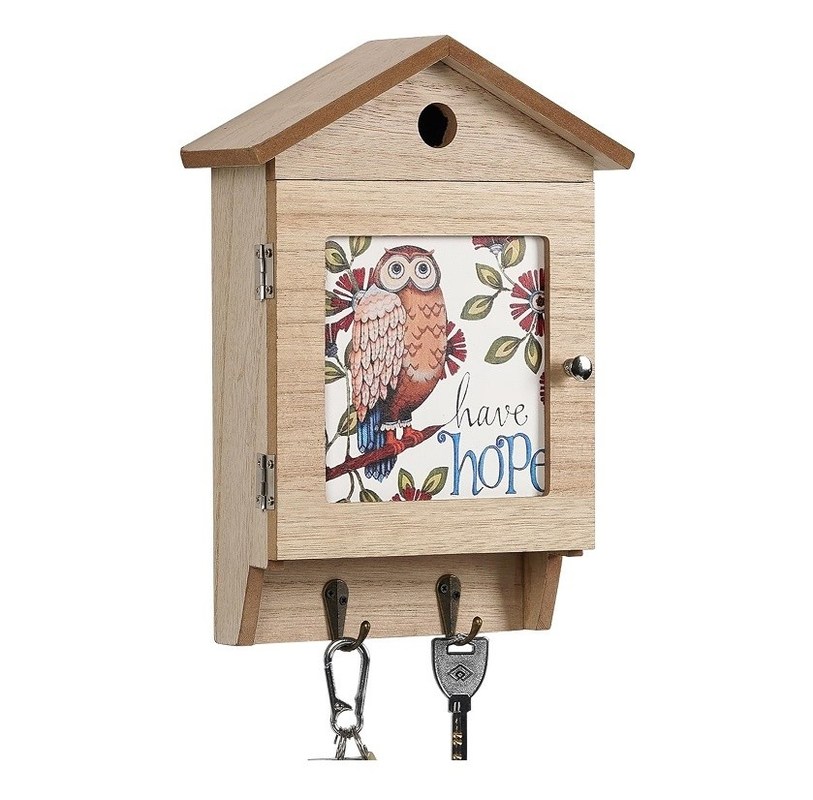 8 crochets Porte-clés en bois pour montage murale Porte-clés ménagers Organisateur et économiseur d'espace