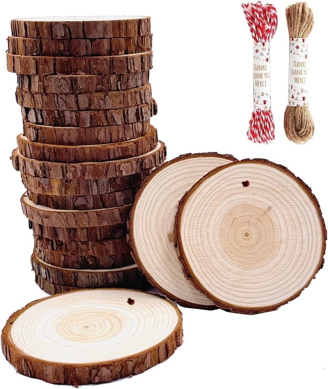 Artisans d'art décoratifs Coaster en bois de 3,5 à 4 pouces en bois naturel non fini avec trou durable