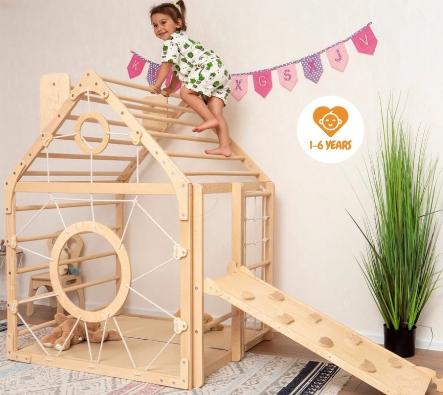 Gymnase mobile pour enfants avec imprimante et accessoires en corde Waldorf en option
