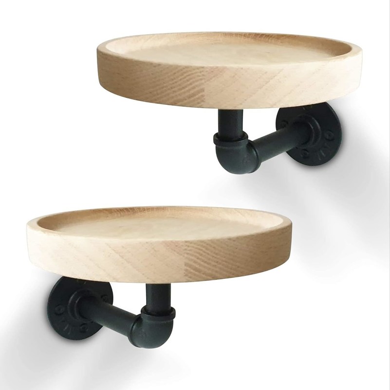 Emballage du courrier N petites étagères flottantes rondes en bois massif pour la décoration des pièces ménagères