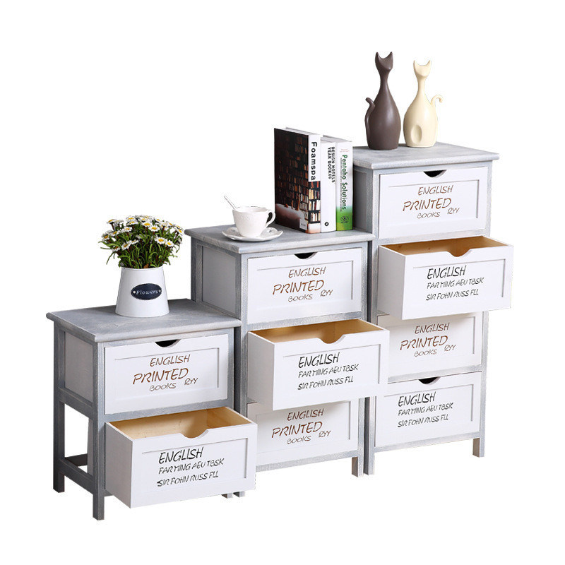 Coffre à tiroirs de style moderne multicolore vert blanc pour chambre à coucher fabriqué par bois sur mesure