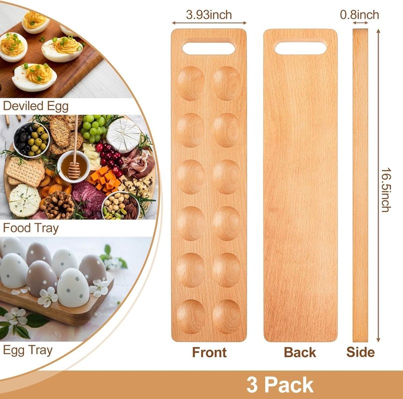 Un plateau à œufs déviés pour le jour de l'action de grâce, économisez de l'espace avec ce porte-assiette en bois à 12 trous.