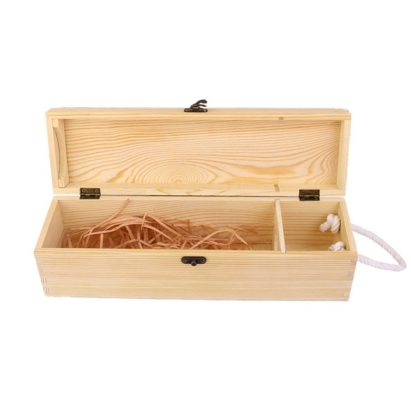 Boissons industrielles 750 ml Boîte à vin en bois de pin avec un design simple et une couleur naturelle