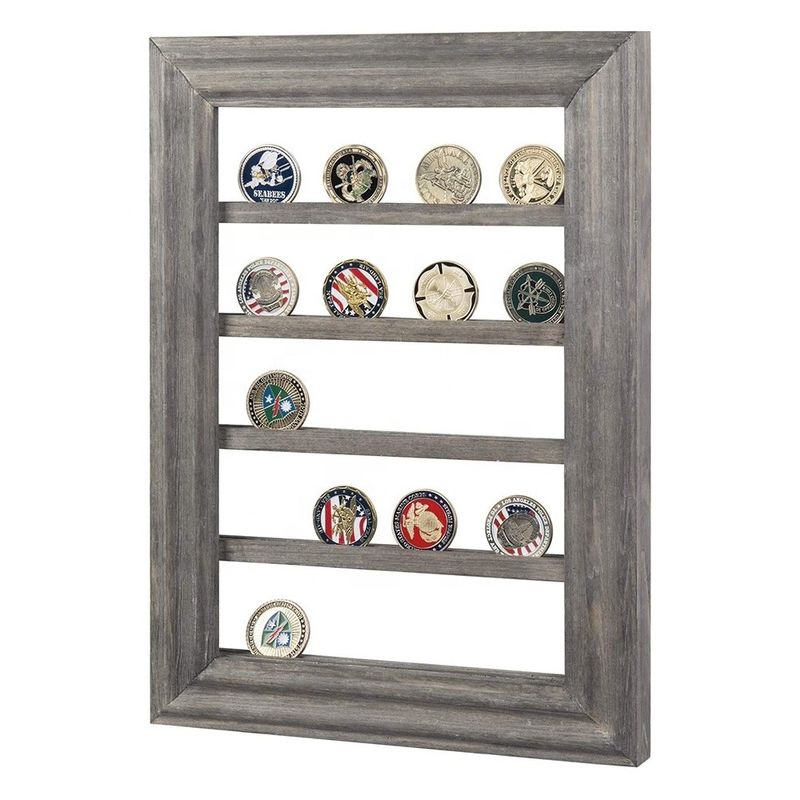 5 niveaux d'impression en bois gris vintage brûlé monnaies de défi